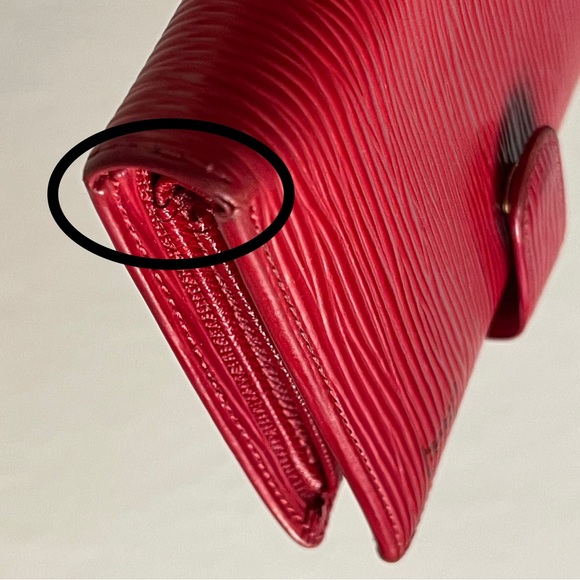 *Authentic* Louis Vuitton Epi Leather French Bifold Wallet Red Elegant Small - Picture 11 of 16